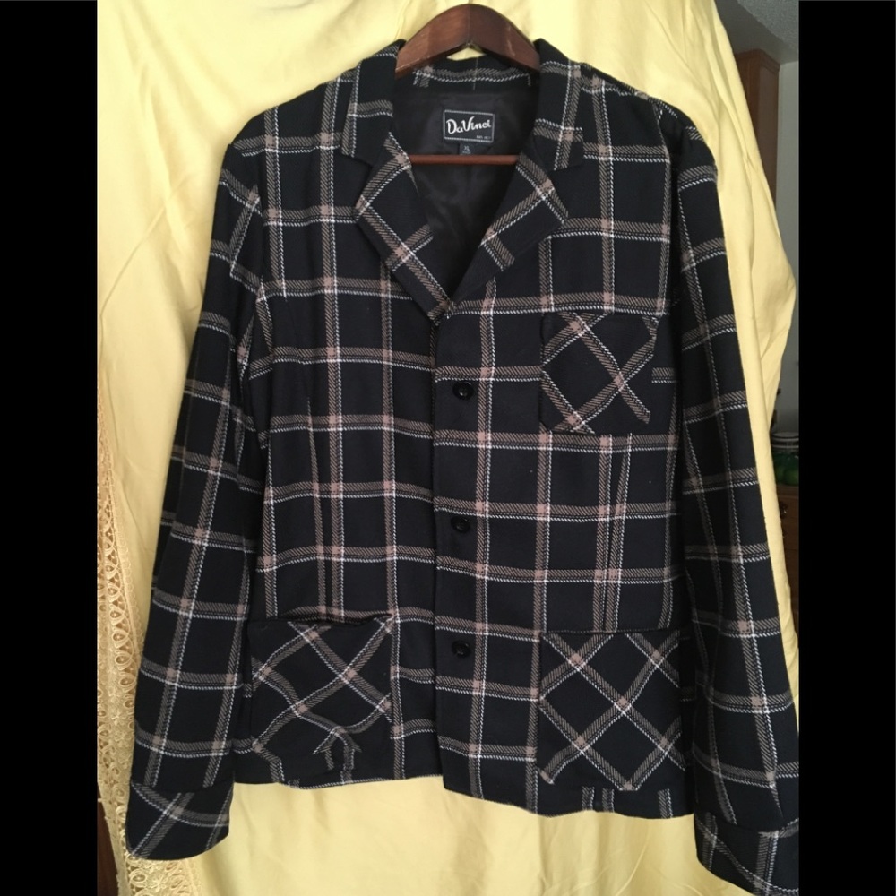 DaVinci Black and White Plaid Shirt Jacket
